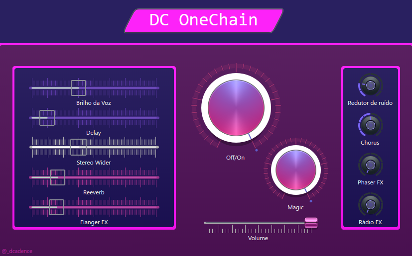 Interface real do plugin DC OneChain no FL Studio